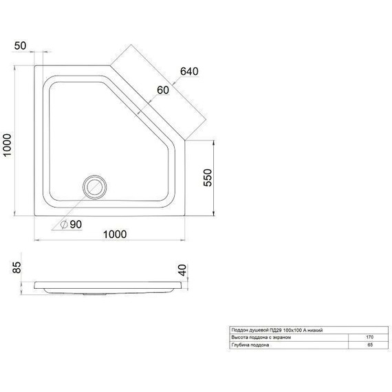 Поддон акриловый Тритон ПД29 100х100 см - фото 2