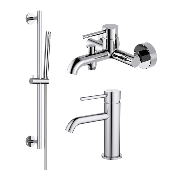 Набор смесителей 3 в 1 для ванны с коротким изливом Aquatek Европа AQ1330CR, Цвет производителя: хром - фото 