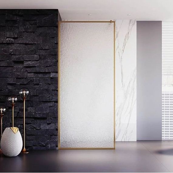 Душевая перегородка Veconi Korato 90 см KR81RG-90-06-C4 (стекло 8 мм) с кронштейном в комплекте, брашированное золото/матовое - фото 