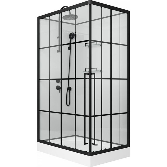 Душевая кабина Niagara Standart 120x80 см L ST120/80/15QL/KL/BKT, чёрный/прозрачное - фото 